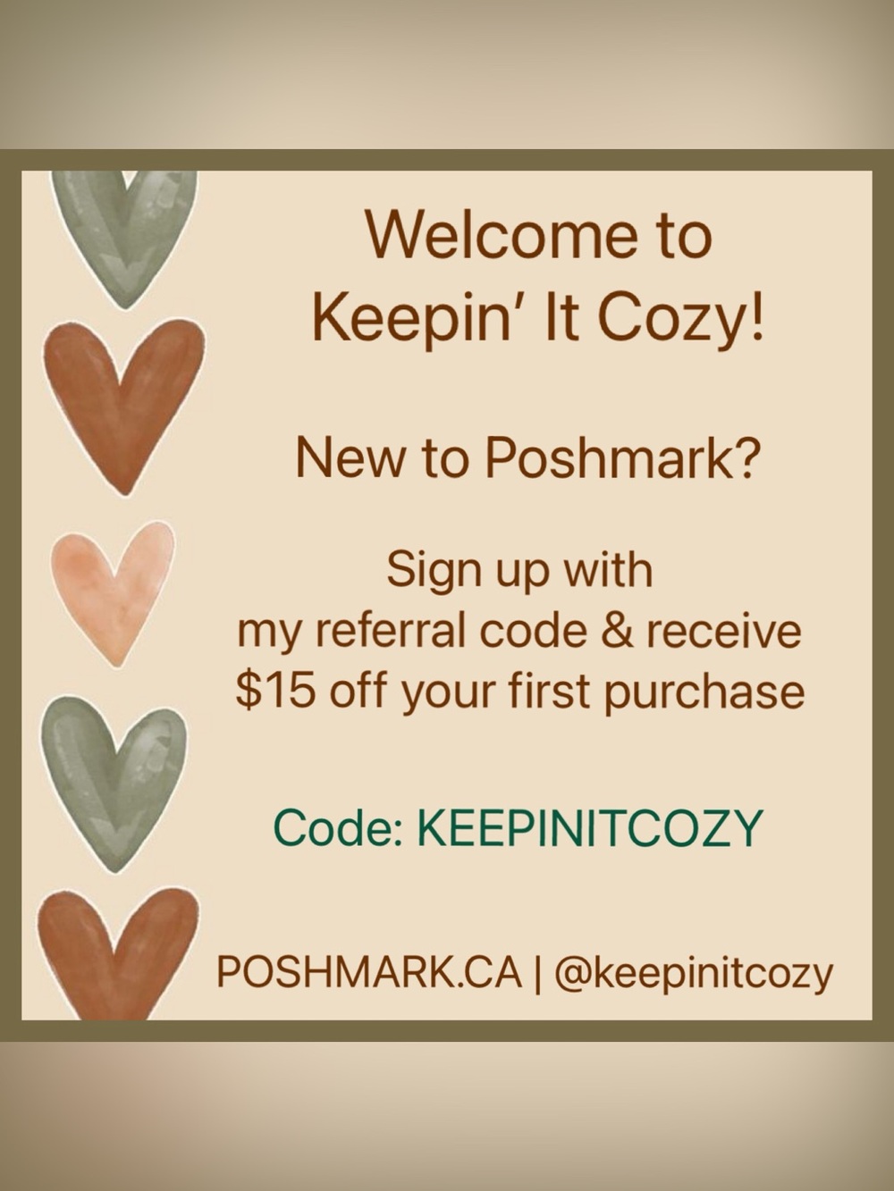 Poshmark Referral Code KEEPINITCOZY